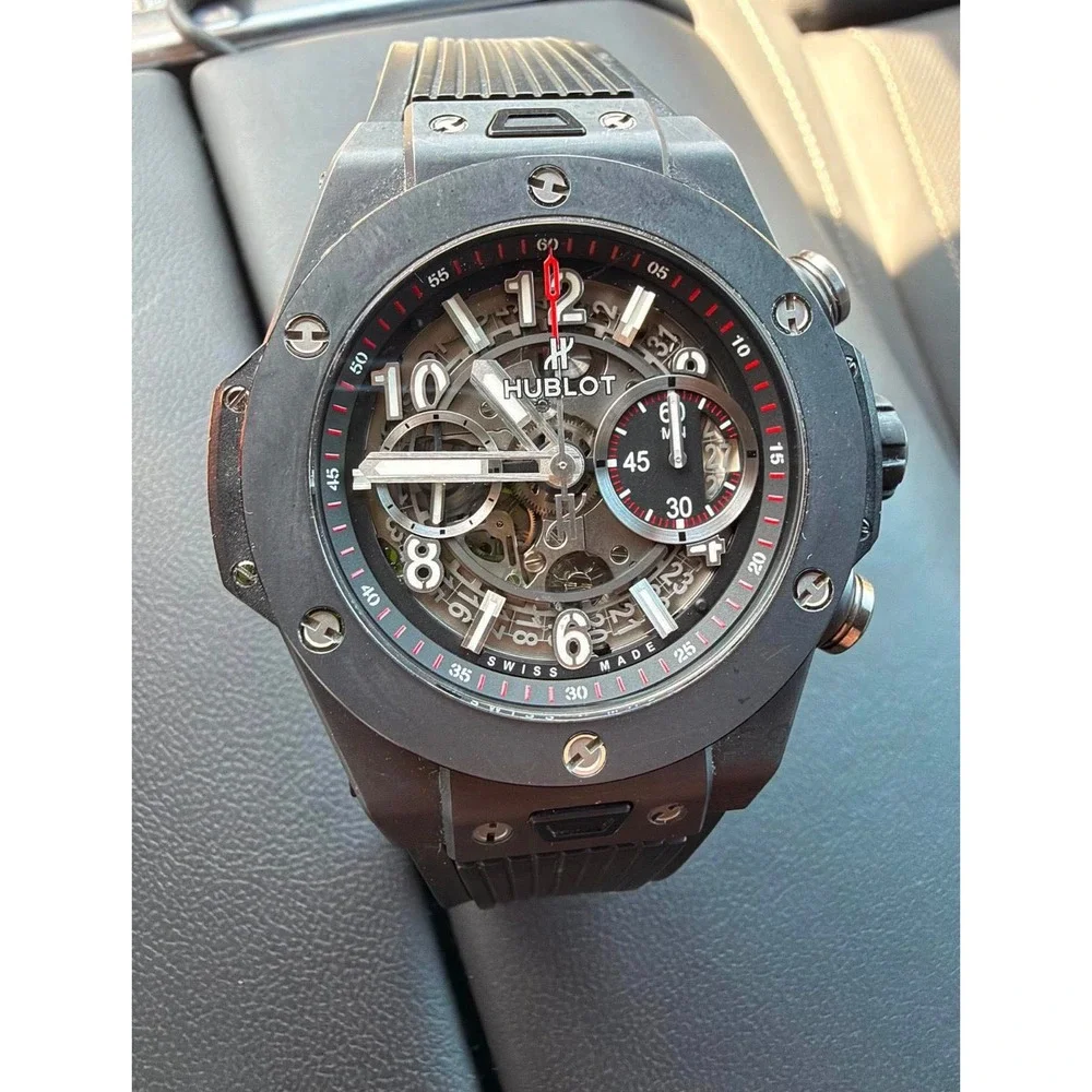 Hublot Big Bang Unico Black Magic Ceramic 45mm Watch 411.CI.1170.RX + 5 Straps